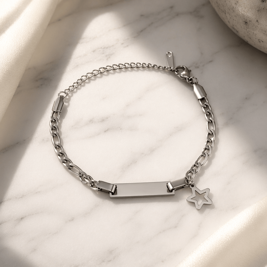 Summer Vacation Rectangle Bar Star Charm Bracelet